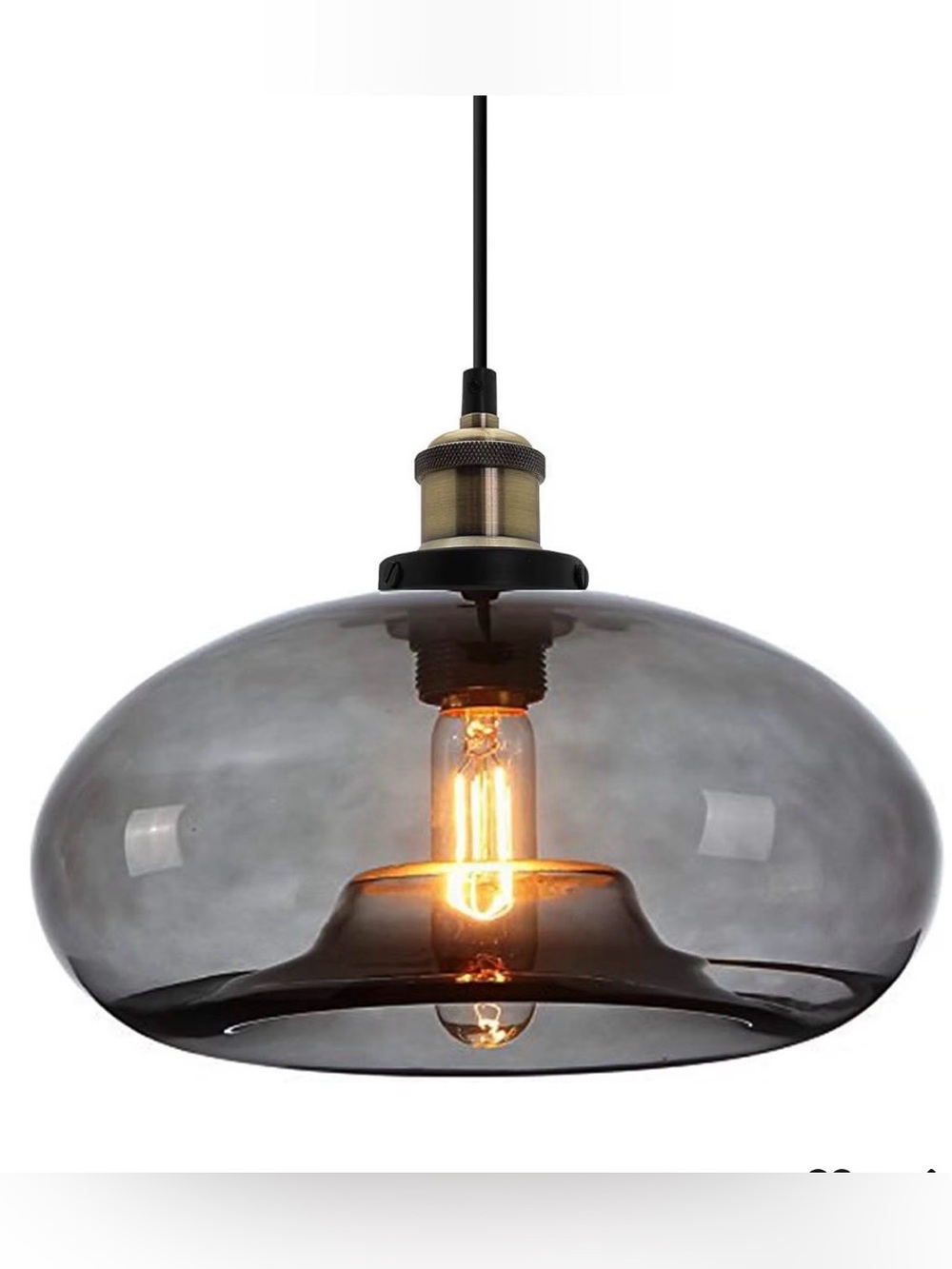 Modern Smoke Gray Glass Pendant Light – Industrial Vintage Hanging Fixture
